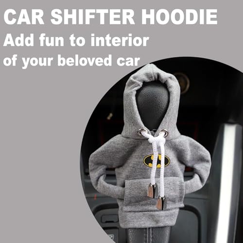Image of MOONSHINE Car Gear Shift Hoodie | Car Shifter Funny Sweater Superhero Theme Hoodie for Gearshift | Car Shifter Protector Decoration Accessories (Black) (Grey)