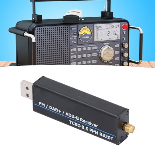 RTL-SDR-Empfänger, 100 kHz Bis 1766 MHz RTL2832U R820T2 0,5 PPM TCXO Software Defined Radio Receiver mit AM, NFM, FM, DSB, USB, LSB, CW-Modi, 8-Bit-ADC, 50 DB Dynamikbereich