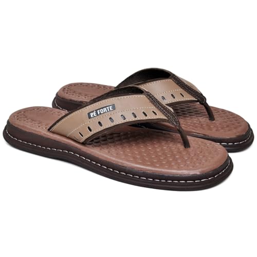 Chinelo Masculino Anatômico Ortopédico Antistress em Couro (Marrom, BR, Adulto, Numérico, 44)