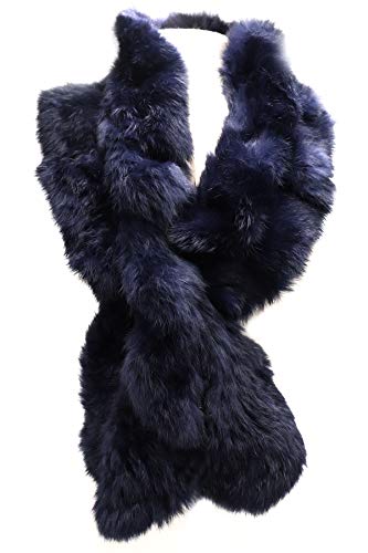 surell Long Ruffle Rabbit Fur Pull-Through Scarf - Women's Luxurious Neck Trim Scarves