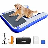 Inflatable Dog Boat Ramp, Non-Slip EVA Dog Float Floating Ramp Ladder for Pools Boats Docks, Safe & Easy Water Access for Large Dogs, Blue