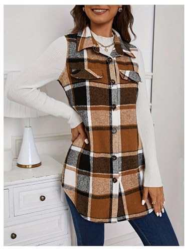 SOLY HUX Women's Plaid Vest Button Down Sleeveless Jacket Casual Outerwear3