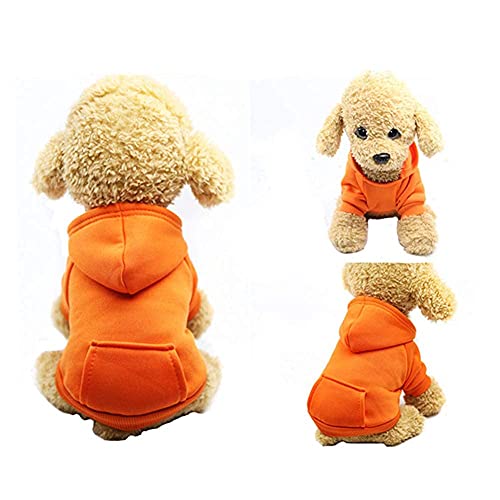 Jecikelon Winter Dog Hoodie Sweatshirts With Pockets Warm Dog Clothes For Small Dogs Chihuahua Coat Clothing Puppy Cat Custume (Small, Orange) #TOP4