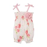 Mud Pie Baby Girls' Stripe Rose Bubble, Pink, 0-3 Months