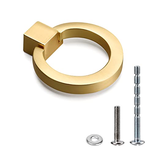 WEAVERBIRD Möbelknöpfe Gold Schrankgriff Schubladenknöpfe Messing Gebürstet Schublade zieht Ringe 1,57" Durchmesser - 10 Stück Cover