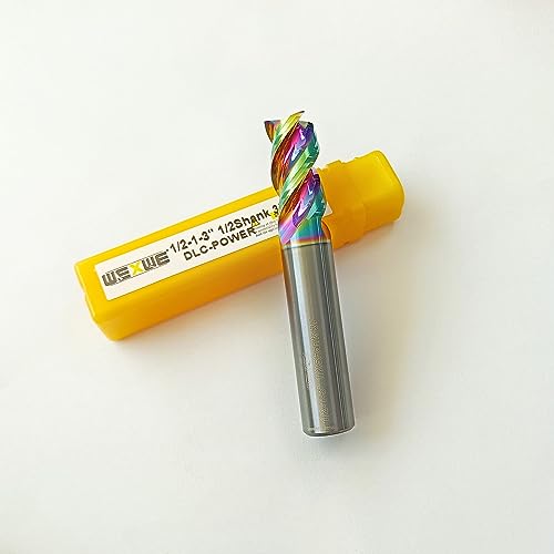 Image of Tools DLC Series Carbide Square End Mill, Diamond-Like Coating, End Mill for Aluminum, Copper, Magnesium Alloys, High Silicon Aluminum, Composite Materials,3 Flute,1 /2 Shank (0.5(1 /2) inch, 2pcs)