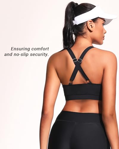 Women Sports Bra Swim Top - Swim Bra Bikini Tops Scoop Neck Bathing Suits Top Cross Strap 2025 Swimsuit Tops Only3