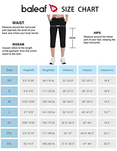 Baleaf Women's Capri Pants Yoga Cotton Capri Joggers Cropped Sweatpants Running Lounge With Pockets Black L #TOP6
