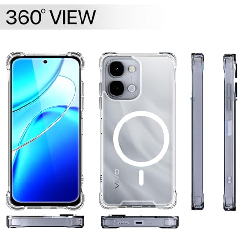 Image of Pikkme Back Cover for Vivo T5x / Vivo Y51 Pro /iQOO Z11x 5G Mag-Safe Shockproof PC + TPU Protective Case Magnetic Support Bumper Case (Transparent Mag-Safe)