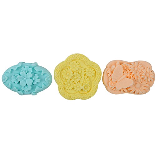 Lily’s Home Floral Shea Butter Guest Soap, Set of 3-3 Ounce Essential Oil Soap Bars
