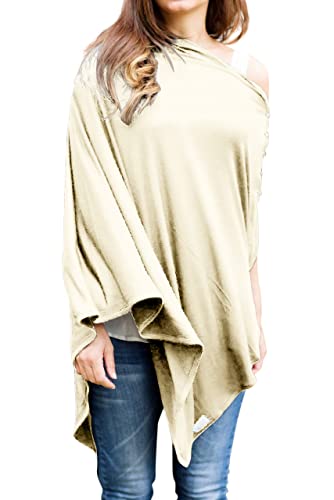 Image of Byrd & Blume Super Soft Breastfeeding Cover, Nursing Cover, Shawl, Wrap, Scarf, Poncho, Swaddle, Stroller Blanket & Baby Car Seat Cover, 100% Viscose, Oeko-Tex Certified (One Size, Cream)