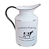 Cvhomedeco primitive rustic galvanized tin milk can with handle primitives metal jug vase for home and garden decor vintage white  urban country home decor