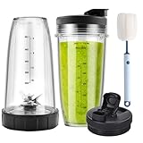 Ninja Blender Cups Replacement and Blade 6pcs, 24oz Ninja Cups for Blender and 7Fins Blade Replacement, Ninja Blender Replacement Parts for Auto iQ BL642-30 BL450-30 BL482-30 BL687CO-30 ect.