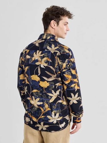 Image of Pinkmint Men Printed Cambric Cotton Shirt |Stylish Designer| Lightweight Summer Wear| Regular Fit Shirt for Men (Available in Plus Size)