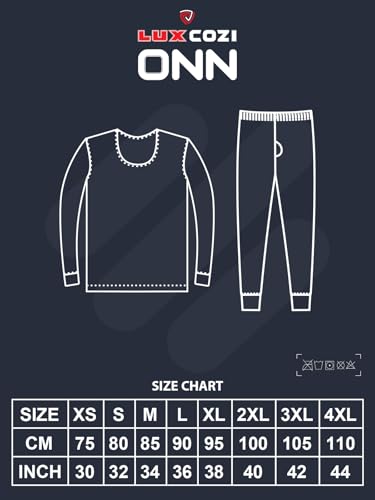 Image of Lux Cozi ONN Men's Round Neck Full Sleeve Skin Friendly Winter Wear Thermal Top and Bottom Set | Thermal Set for Men
