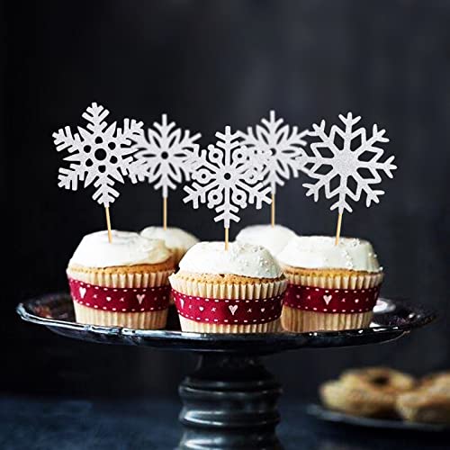 Keaziu 36 Pack Snowflake Cupcake Toppers Frozen Cupcake Picks Winter Frozen Theme Party Christmas Baby Shower Wedding Decoration Supplies Winter Wonderland Theme Cupcake Topper Sliver #TOP2