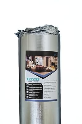 Generic EVA Premium Floor Underlayment - Heavy material - 200 sqft Roll - 3mm Thick - with Moisture Barrier - IIC 72, STC 73 - Heavy Duty, Silver