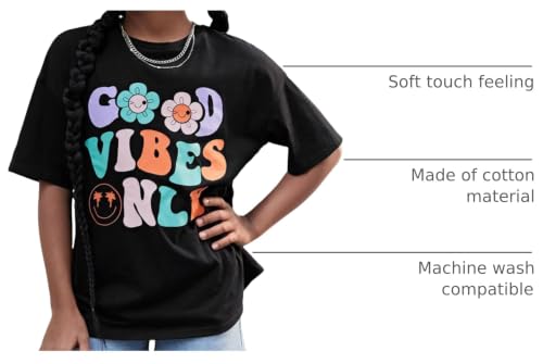 Image of Flower Girl Shirt Graphic Tees Cute Preppy Shirts Kids Letter Print T Shirt Fun Summer Cotton Youth Soft Tops