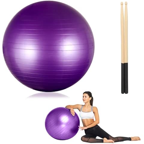 Joyibay Cardio Drumming Equipment Set, Fitness Balance Ball with Pump & 3.2oz Cardio Drumming Sticks, Aerobic Exercise Ball for Workouts, Stability, Pilates, Yoga, Pregnancy Gymnastics Cover