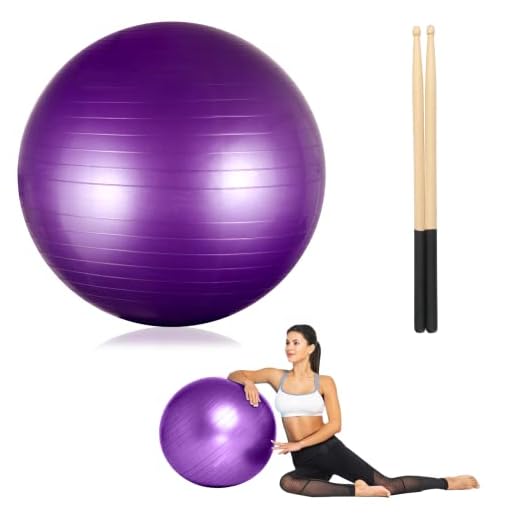 Joyibay Cardio Drumming Equipment Set, Fitness Balance Ball with Pump & 3.2oz Cardio Drumming Sticks, Aerobic Exercise Ball for Workouts, Stability, Pilates, Yoga, Pregnancy Gymnastics