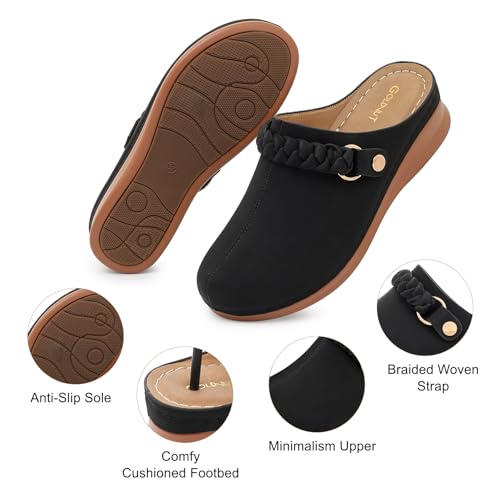 Image of Comfortable Clogs for Women Closed Toe Mules Slip On - Summer Casual Womens Clogs Mules Backless Arch Support Wedge Platform Sandals All-Day