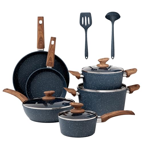 Image of DishDelight 12 Piece Kitchen Pots and Pans Set, Cookware Sets Non Stick