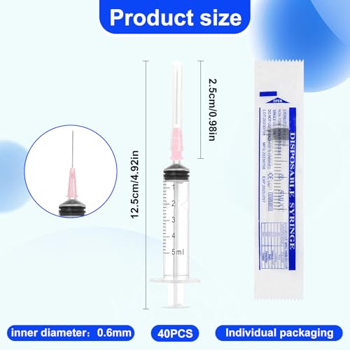 NVGVUP 40 Stück 5ml Spritzen mit Kappen: Plastiktube Spritzen Einzeln Verpackt, Klein Liquid Spritze für Wissenschaftlich Labore, Tierfütterung, Measuring Liquids