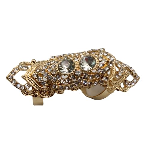 Women’s Statement Adjustable Ring, Gold-Tone Full-Crystal Jointed Ring, Fashionable Layered & Sparkling Jewelry for Bold Style2