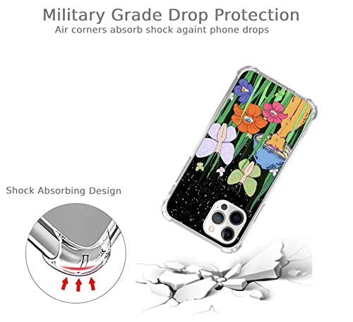 Sundwugzh Hippie Trippy Magical Night Moth Fairy Case Compatible With Iphone 12 Pro Max, Psychedelic Eye Flowers For Max Teen Men Women, Trendy Cool Tpu Bumper Cover #TOP3