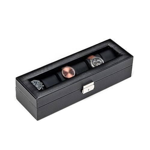 Boîte de rangement montre fibre de carbone gris clair FANDIAO