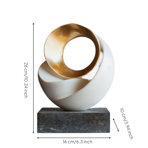 Sculpture abstraite dorée en résine et marbre pour décoration de table - 6