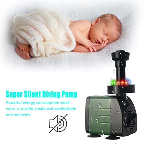 Submersible Pond Pump With Led Light, 15W 256Gph Fountain Water Pump, 1000L/H Small Pond Fountains Pump For Ponds,Garden, Aquariums, Fish Tanks, Indoor Outdoor Fountain #TOP4