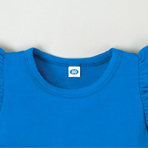 Image of LYSMuch Toddler Baby Girls T Shirt Ruffle Sleeveless Kids Cotton Tshirt Solid Color Blouse