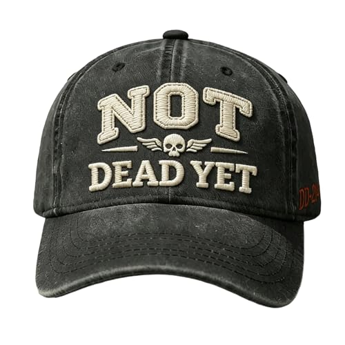 Not Dead Yet Veteran Dad Hat Not Dead Yet DD-214 Baseball Cap Dark Humor Embroidered Hat Funny Vintage Cotton Dad Cap (Black)