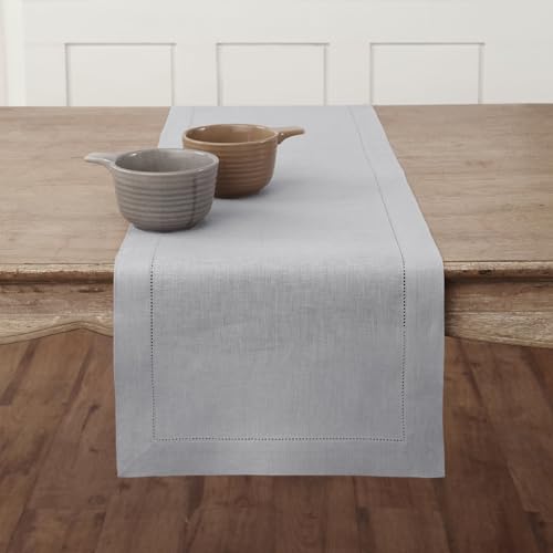 Solino Home Linen Soft Grey Table Runner 90 Inches...