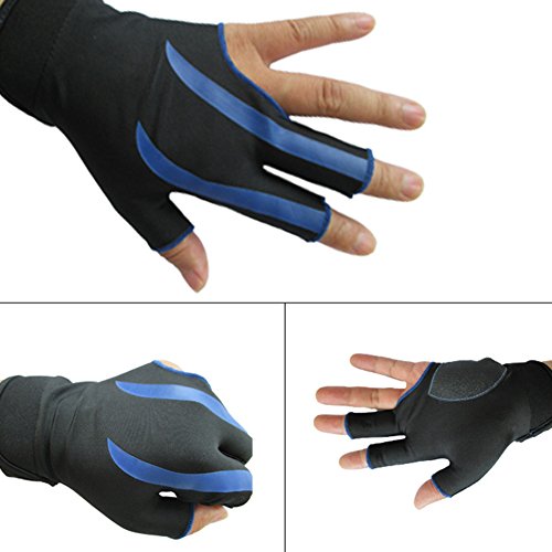 Greatstar Billiards Gloves Wear-Resisting 3 Fingers Gloves For Snooker Cue Sport，The First Choice Of Billiards Players (Wear On The Left Hand 1Pcs) (Blue) #TOP1