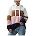 Chaconka Felpa con cappuccio in peluche da donna, con cappuccio, a maniche lunghe, a righe, tinta unita, autunno e inverno, calda, con cappuccio, Rosa, S