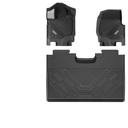 3W Floor Mats (with Metal Pedals) for Ford F-150 2015-2026 & F150 Lightning 2022-2025 SuperCrew (w/o Fold Flat Storage), TPE All Weather Custom Fit, Front & Rear 3PCS | Heavy Duty, Easy Clean - Black