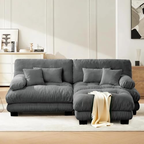 Image of SoarFlash L Shaped Couches for Living Room, Small Sectional Sofa Set with Reversible Chaise, Modern Designed Sleeper Sofas and Modular Couch Function, Suitable for Small Spaces in Apartment, Grey