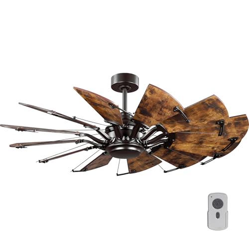 Progress Lighting P250000-129 Springer Collection DC Motor Windmill Farmhouse, 60-Inch, 12-Blade Ceiling Fan, Architectural Bronze