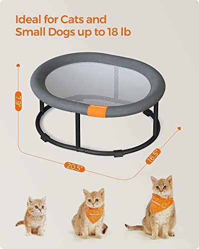 Feandrea Cat Bed, Cat Hammock, Small Dog Bed, For Pets Up To 18 Lb, Free-Standing Elevated Cat Bed For Summer, With Removable Mesh, Machine Washable, Oval, Gray Upcb001G01 #TOP5