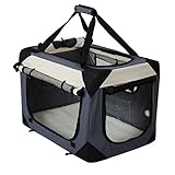EUGAD Transportin para Perros Plegable Bolsa de Transporte Gatos Mascotas para Coche Viaje Avion Portador Tela Oxford L/70x52x52 cm, Gris 0142HT