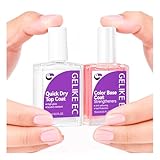 Gelike EC Top Base Set for Women: Clear Ridge Filler Base and Top Coat 60s Quick Dry Nail Hardener Extra Strong Nail Polish for Peeling Nails Strengthener and Growth