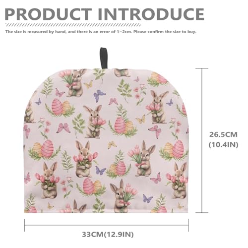 Image of Tulips Floral Bunny Teapot Cozy Tea Cozies Insulated Keep Tea Warm Tea Pot Cozies Teapot Dust-Proof Cover Perfect for Easter Holiday Decor