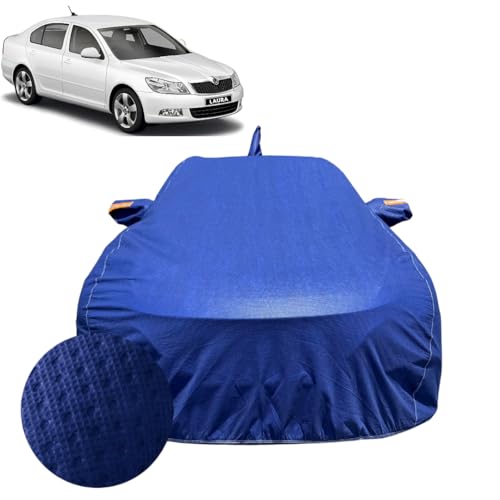 Image of Car Cover for Skoda Laura (2005-2013) | 100% Waterproof Cover with Reflective Mirror Pockets | Dustproof, Scratchproof, Heatproof Skoda Laura Car Cover |Soft Cotton Lining| Blue