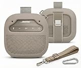 GETGEAR Protective Silicone case for Bose New SoundLink Micro Portable Bluetooth Speaker (2nd Gen) -Anti-Slip Silicone Cover with Stand Feet,Carabiner & Adjustable Neck Strap (Sandstone)