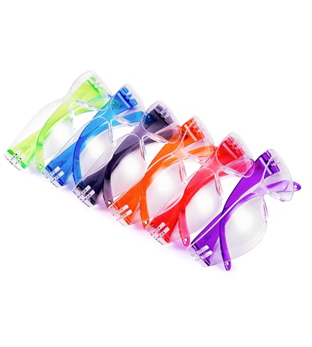 Tarantula 6 Pack Kids Safety Glasses, Youth Protective Eyewear EN166 & ANSI Z87 Certified, Anti-Fog UV Protection, Scratch-Resistant Lightweight Goggles for School, DIY & Outdoor, Multicolor