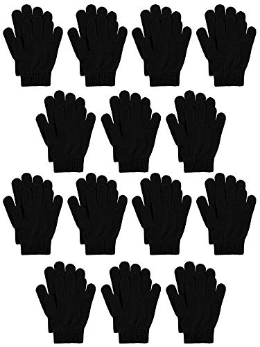 Cooraby 14 Pairs Kids Warm Magic Gloves Winter Full Finger Stretchy Gloves for Boys Girls