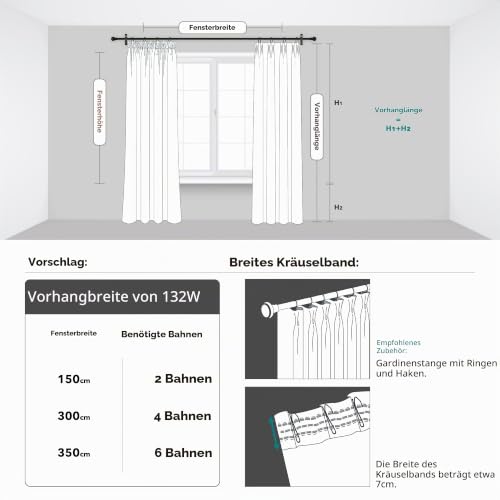 Deconovo Gardinen für Schienensystem Blickdicht Vorhänge UV-Schutz Beige – Ansicht 6