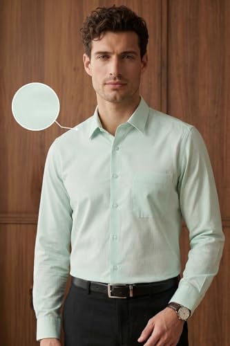 Image of Louis Philippe Men's Slim Fit Easy to Iron Everyday wear Premium Cotton Full Sleeve Textured Formal Shirt
